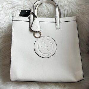 Nine West Clementina chic cream PVC Tote w Crossbody Guitar Strap 13x12x4 NWT